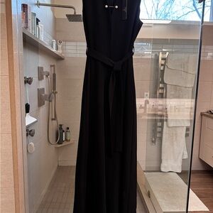 Tahari Classic Black Maxi jumpsuit, wide leg, 2 side pockets . Removable belt,